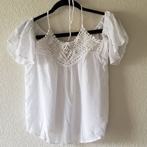 NWT Off-shoulder White Flowy Cotton Blouse